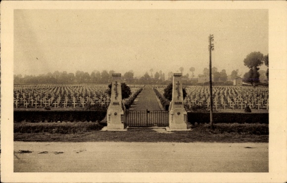 Postcard Bras-sur-Meuse, French Military Cemetery