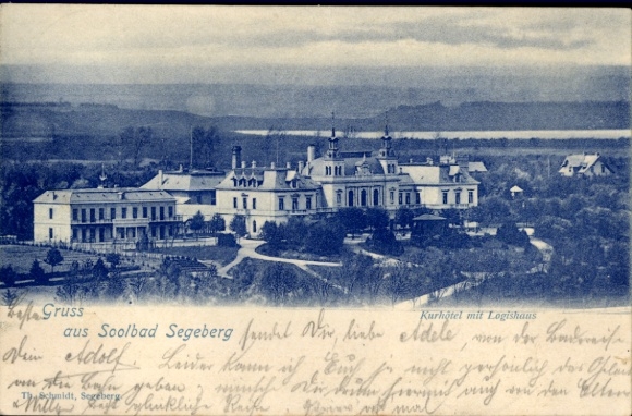 Postcard Bad Segeberg in Holstein, spa hotel with lodgings, green area, greetings from spa