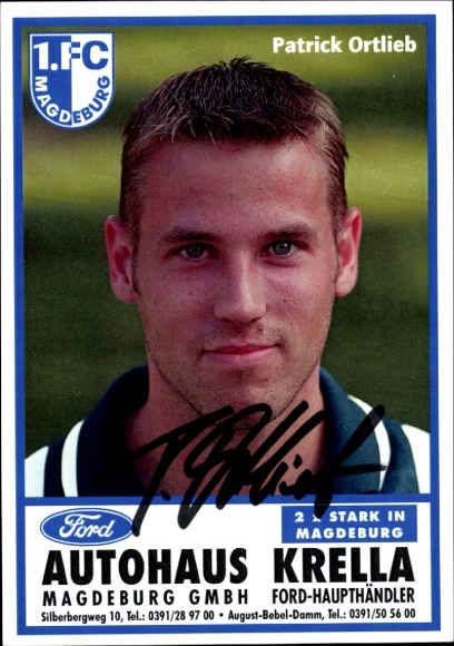 Autogrammkarte Fußballer Patrick Ortlieb, 1. FC Magdeburg, Autogramm