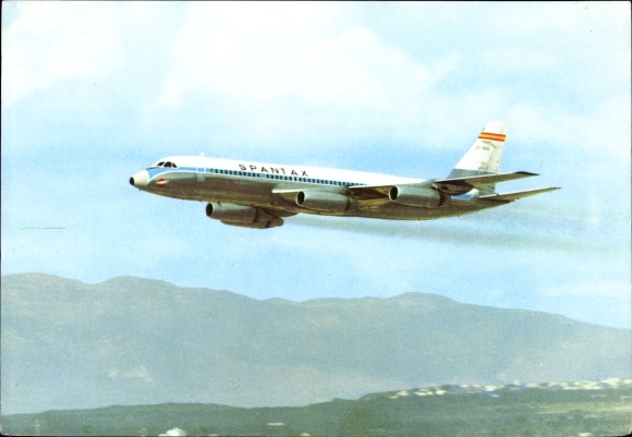 Postcard Spantax Spanish passenger aircraft, Convair CV 990 A Coronado