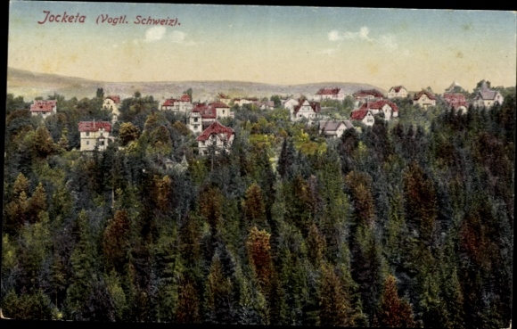 Postcard Jocketa Pöhl Vogtland, village with landscape view
