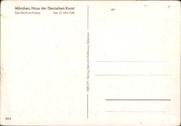 Artist Postcard Padua, Paul Mathias, May 10, 1940, HDK 177