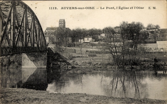 CPA Auvers-sur-Oise Val d'Oise, Le Pont, l'Église et l'Oise