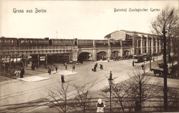 Ak Berlin Charlottenburg, Bahnhof Zoologischer Garten, Hochbahn, Straßenbahn