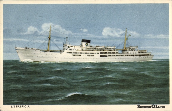 Picture steamship SS Patricia, Swedish Lloyd, port side view