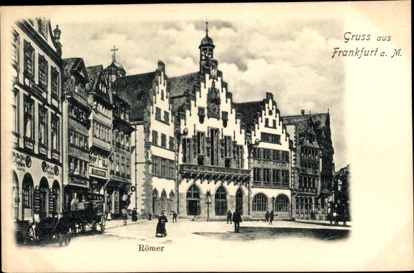 KP Frankfurt nad Menem, odcinek ulicy z widokiem na Römer, szczyt, fasada