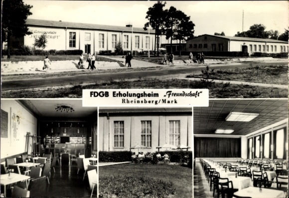 Postcard Rheinsberg in Brandenburg, FDGB recreation home friendship, views