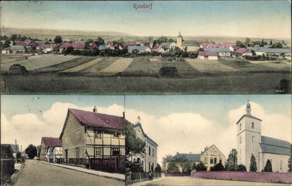 KP Rosdorf w Dolnej Saksonii, panorama, kościół, scena uliczna