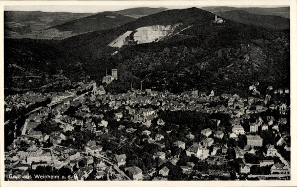 Postcard Weinheim an der Bergstraße Baden, aerial photograph