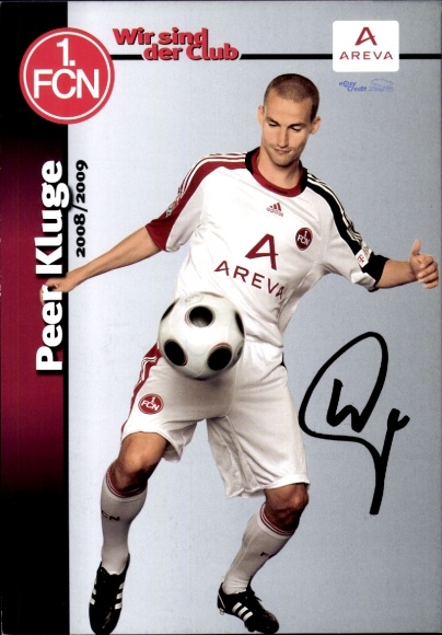Autograph card footballer Peer Kluge, 1. FC Nuremberg, autograph