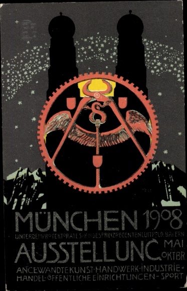 Ganzsachen Ak München Bayern, Ausstellung 1908, Frauenkirche, PP 15 C 144