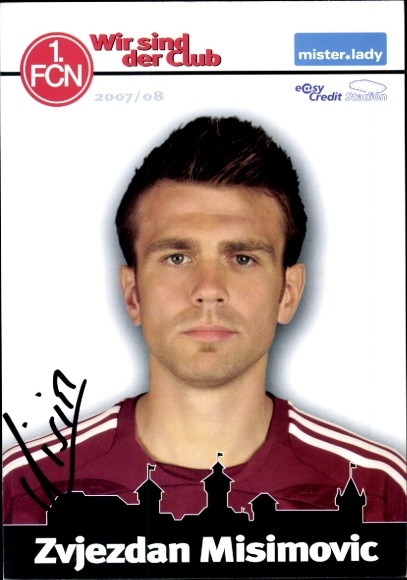 Autograph card footballer Zvjezdan Misimovic, 1. FC Nuremberg, autograph