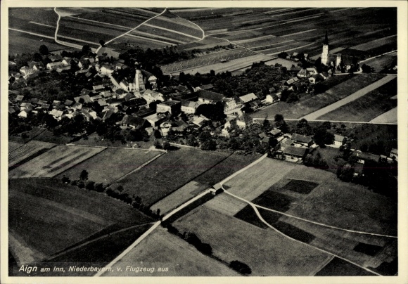 Postcard Aigen am Inn Bad Füssing in Lower Bavaria, aerial photograph