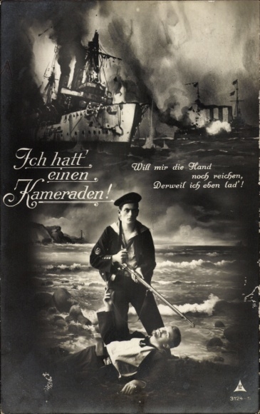 Ak Ich hatt' einen Kameraden, deutsche Seeleute, Gewehr, Kriegsschiffe, Kaiserliche Marine