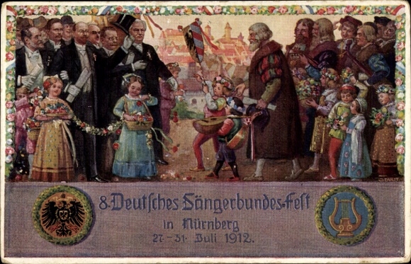 Artist Postcard Durst, J., Nuremberg in Middle Franconia, 8th German Singers' Festival 1912