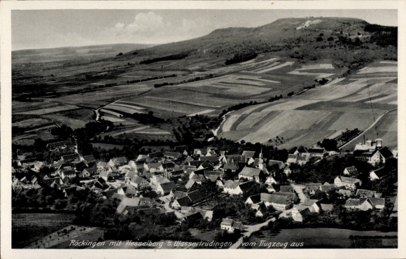 KP Schmalzmühle Röckingen w środkowej Frankonii, Rockingen z Hesselbergiem, Wassertrüdingen, z samolotu