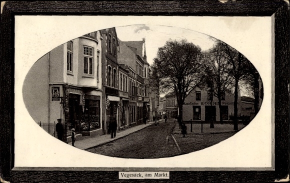 Embossed Passepartout Postcard Vegesack Hanseatic City of Bremen, at the market