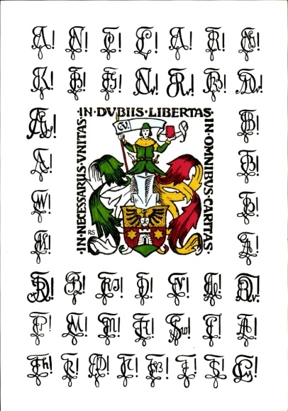 Studentika Postcard In necessariis unitas, in dubiis libertas, in omnibus caritas, Cartellverband, ÖCV
