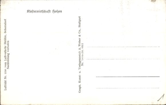 Postcard Holzen Allmannshofen in Swabia, monastery, aerial photograph