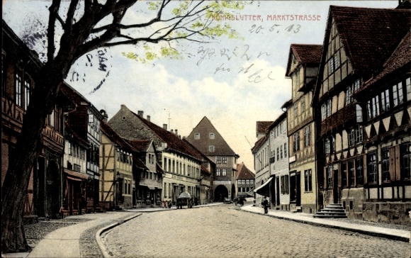 Ak Königslutter am Elm, Marktstrasse, vakwerkhuizen
