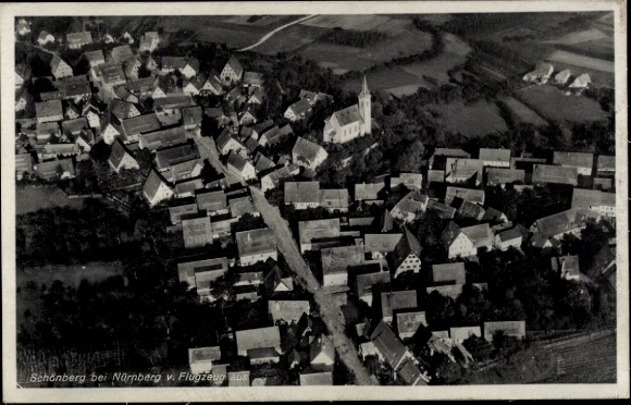 Postcard Schönberg Lauf an der Pegnitz in Middle Franconia Bavaria, aerial photograph