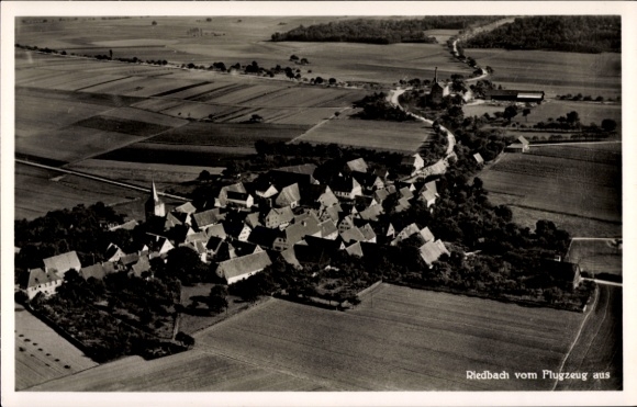 Postcard Riedbach Obersontheim in Württemberg, aerial photograph