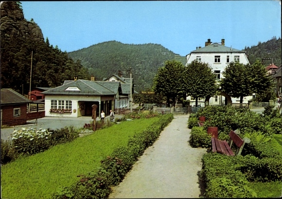 Ak Oybin in Sachsen, Bahnhof, Park