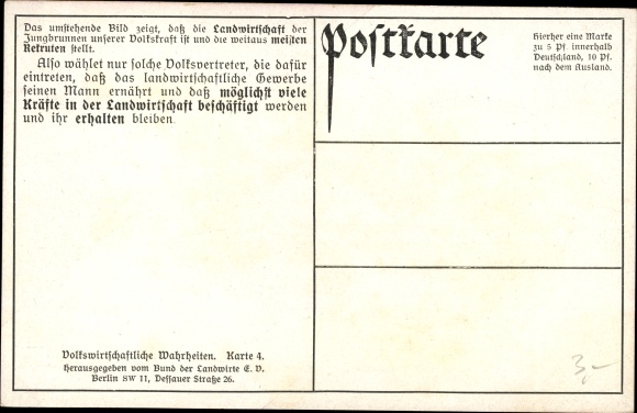 Postcard Ratio of recruits fit for the military in the big city and in the country], Berlin