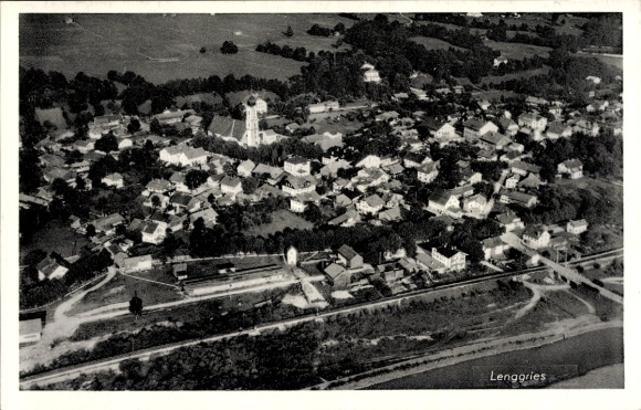 Postcard Lenggries in Upper Bavaria, aerial photograph