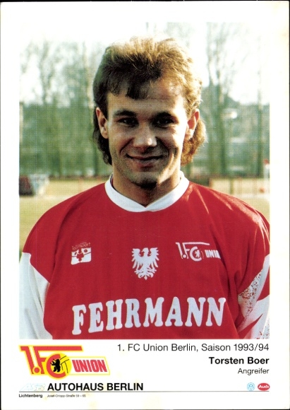 Autogrammkarte Fußballspieler Torsten Boer, 1. FC Union Berlin, Portrait