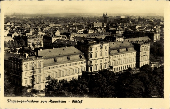 Postcard Mannheim in Baden Württemberg, castle, total view of the city, aerial photograph