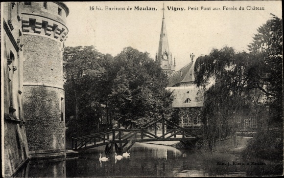 Postcard Vigny Val d&#39;Oise, Vigny Castle, Petit Pont