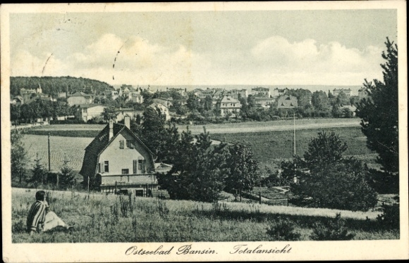 Postcard Ostseebad Bansin Heringsdorf on Usedom, total view