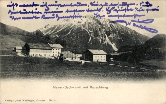 Ruhpolding in Upper Bavaria, Rauschberg, mountain landscape, farmhouses, Rauschberg in the background
