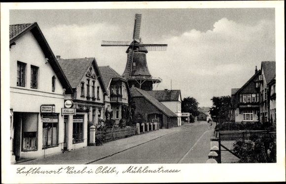 Postcard Varel in Oldenburg Jadebusen, Mühlenstraße, Windmill