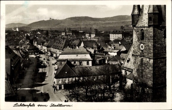 Postcard Lichtenfels in Hesse, view of a cityscape, town tower and houses, historical atmosphere...