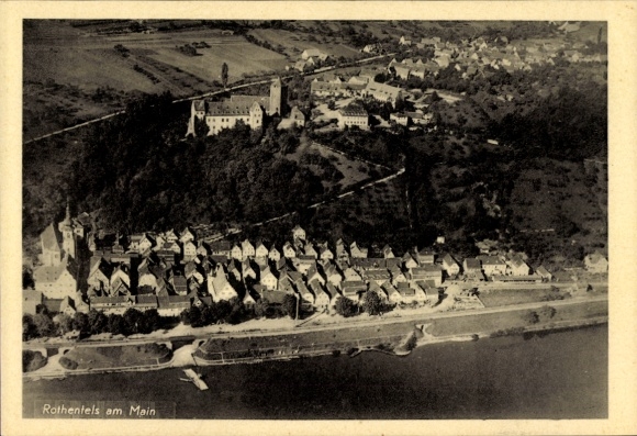 Postcard Rothenfels am Main Lower Franconia, aerial photograph