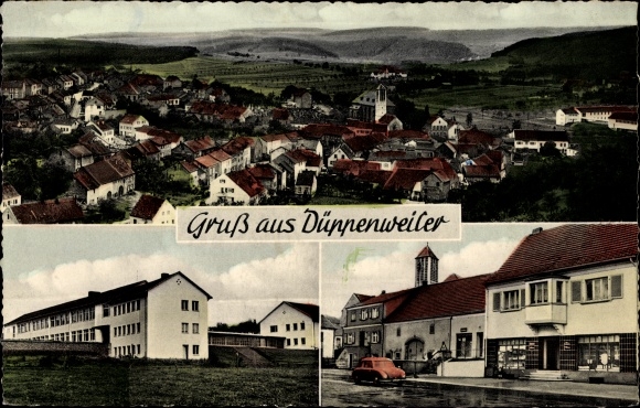Postcard Düppenweiler Beckingen in the district of Merzig Wadern, total view, Anna Kramer stationery