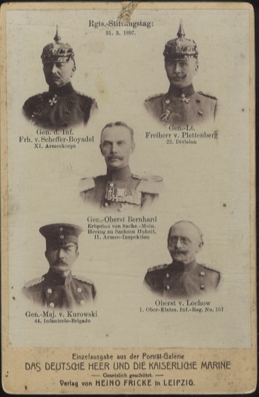 Cabinet Multi-image photo Hereditary Prince Bernhard of Saxe-Meiningen with his generals
