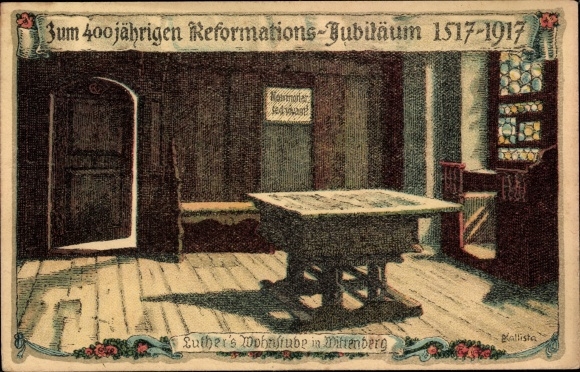 Kunstenaarskaart Kallista, Lutherstadt Wittenberg, Luthers huiskamer, 400ste verjaardag van de Reformatie