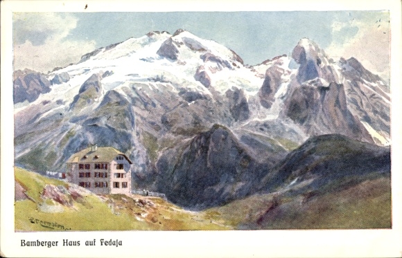 Artists Postcard Compton, Edward Theodore, Canazei Trentino, Bamberg House on Fedaja