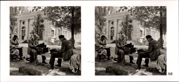 Stereo spatial image photo &quot;The Struggle in the West&quot;, No. 98 The foreign press in Compiègne
