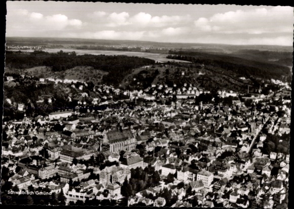 Postcard Schwäbisch Gmünd in Württemberg, aerial view of urban architecture, green landscape