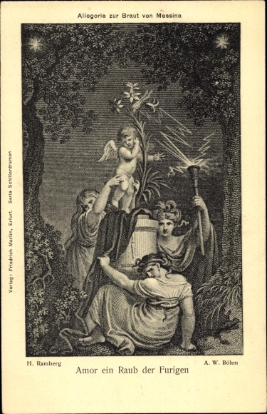Artist Postcard Allegory of the Bride of Messina, Cupid Abducted by the Furious