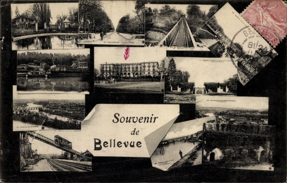 Ak Bellevue Hauts de Seine, Standseilbahn, Gesamtansicht