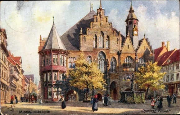 Artist PC Flower, Charles, Hildesheim in Lower Saxony, lot at the town hall