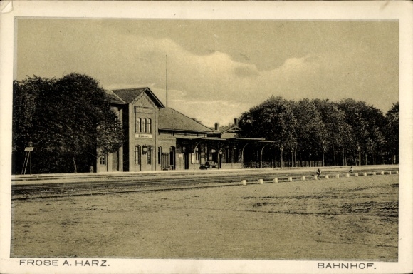 Postcard Frose in Anhalt, train station