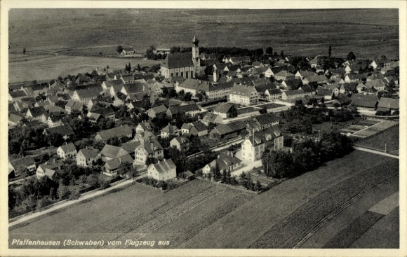 Ak Pfaffenhausen in Oberschwaben Unterallgäu, Fliegeraufnahme