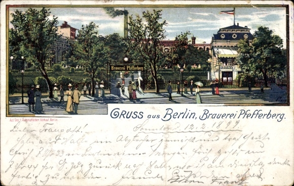 Kunstenaarskaart Berlijn Prenzlauer Berg, brouwerij Pfefferberg, Schönhauser Allee