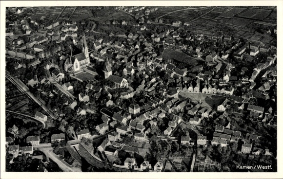 Postcard Kamen in Westphalia, aerial photograph